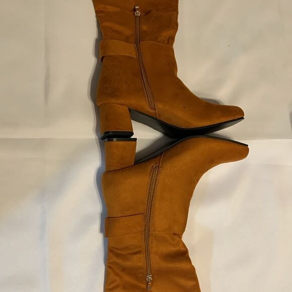 Size 9 women's faux suede knee-high boots with block chunky heel - Picture 8 of 13